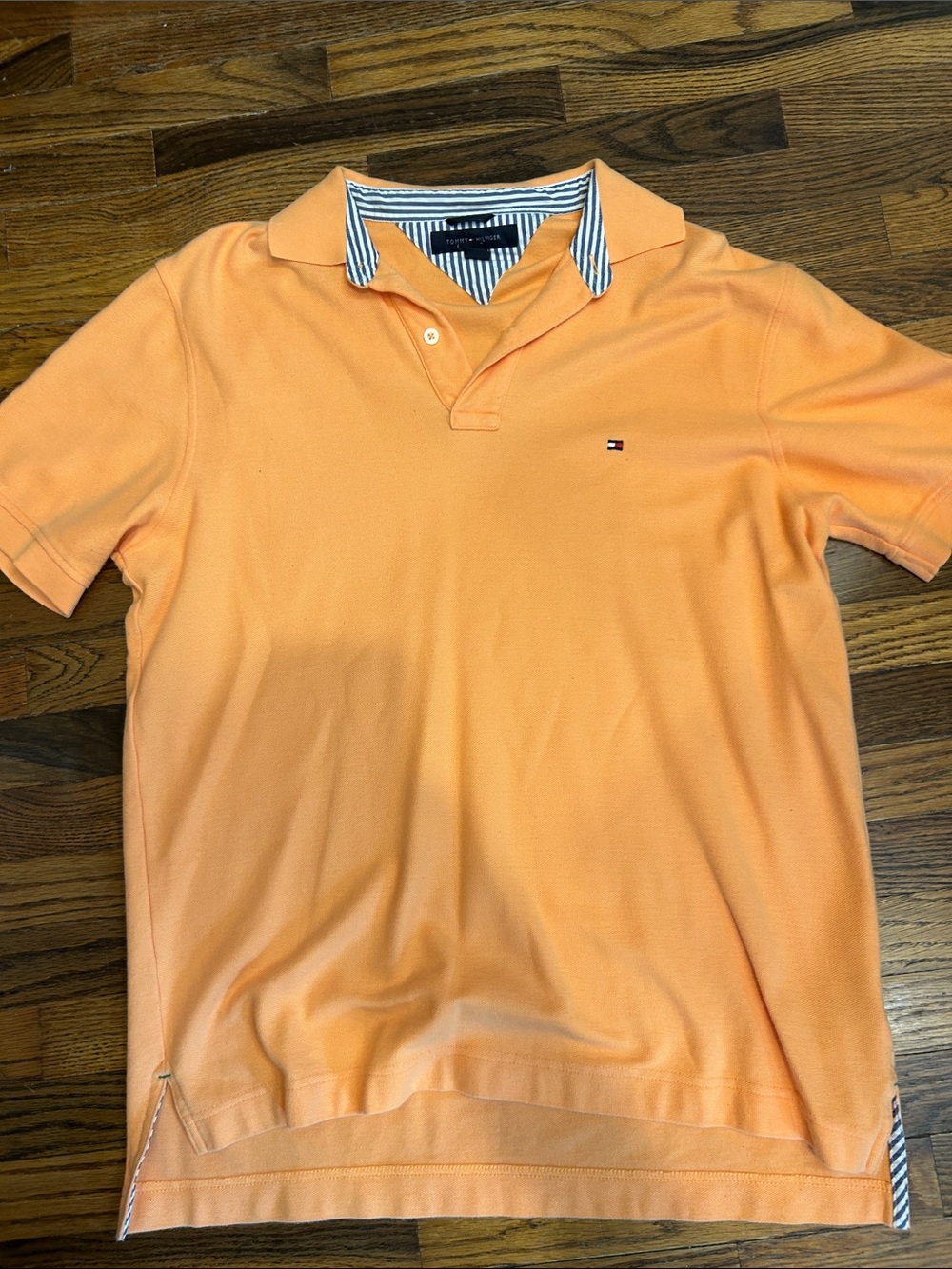 Tommy Hilfiger Men’s Peach/Orange Polo with Striped Inner Collar